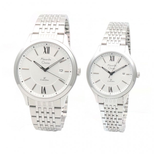 Alexandre Christie AC 8585 Silver White Couple